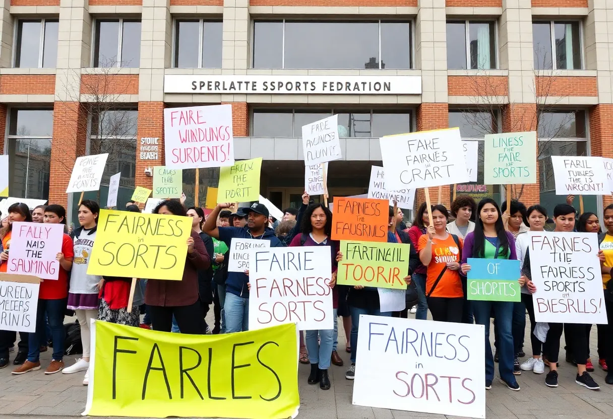 Participants rallying for a ban on transgender females in girls' sports