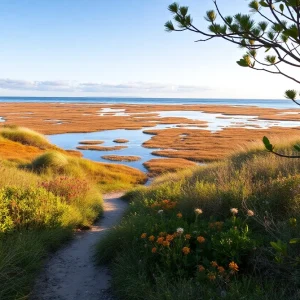 View of Randall Preserve showing coastal wetlands and nature trails