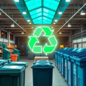 Image of a high-tech recycling facility promoting circular economy