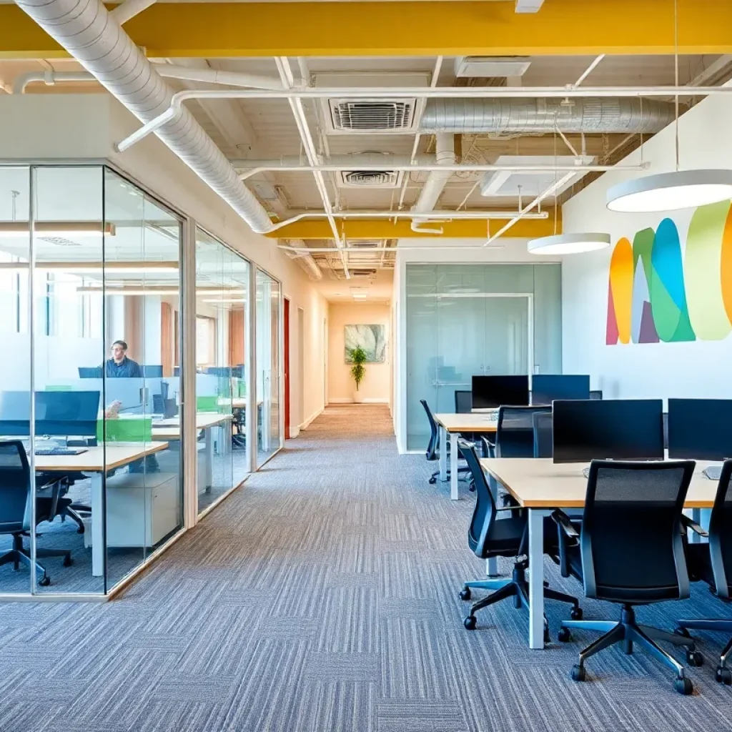 Flexible office layout with private offices and team spaces at Serendipity Labs