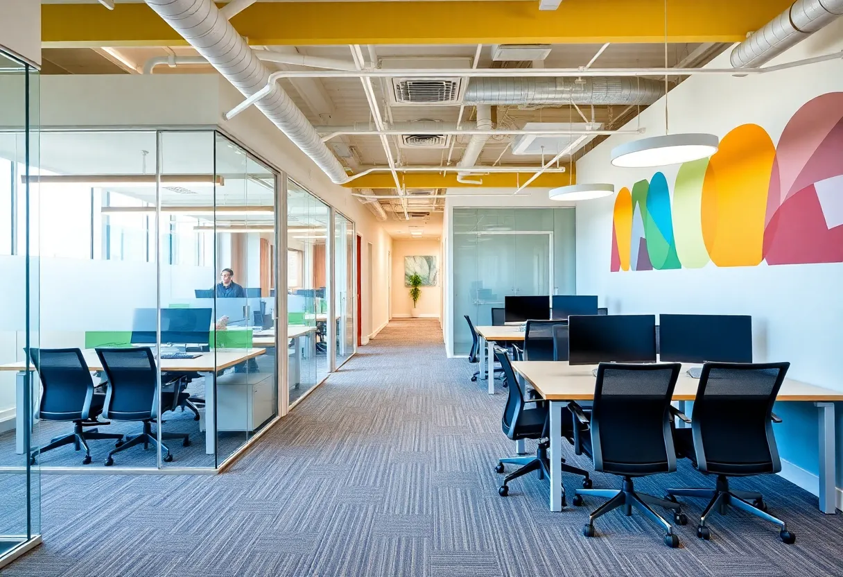 Flexible office layout with private offices and team spaces at Serendipity Labs