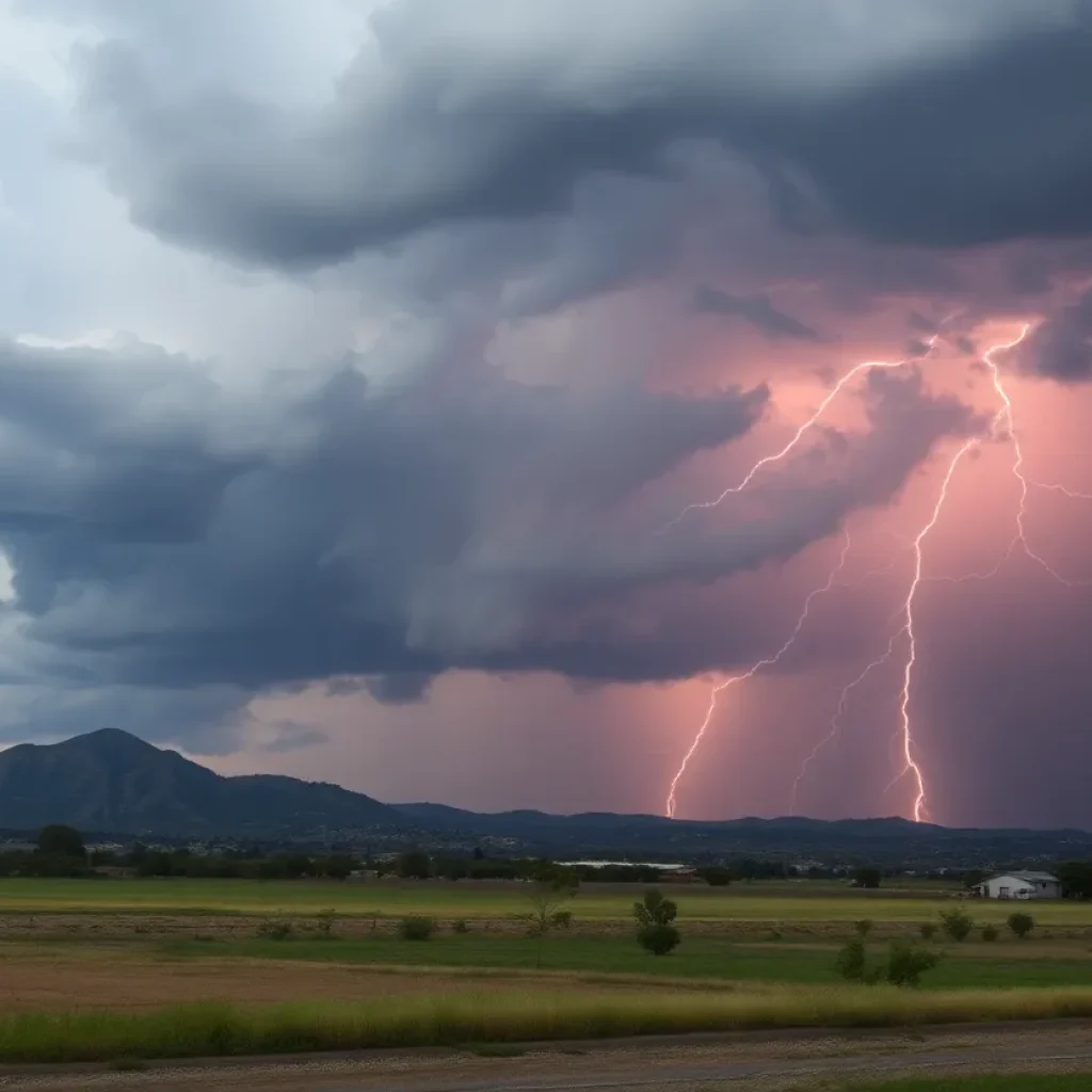 Thunderstorm clouds and rain over Southern California