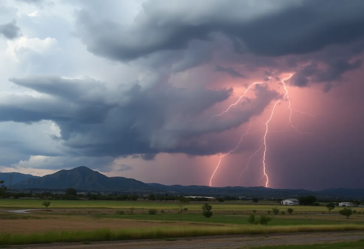 Thunderstorm clouds and rain over Southern California