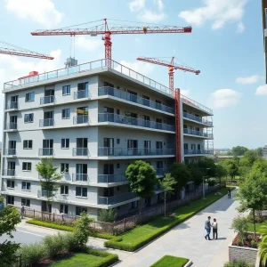 Construction site of Slater Ave Apartments in Fountain Valley