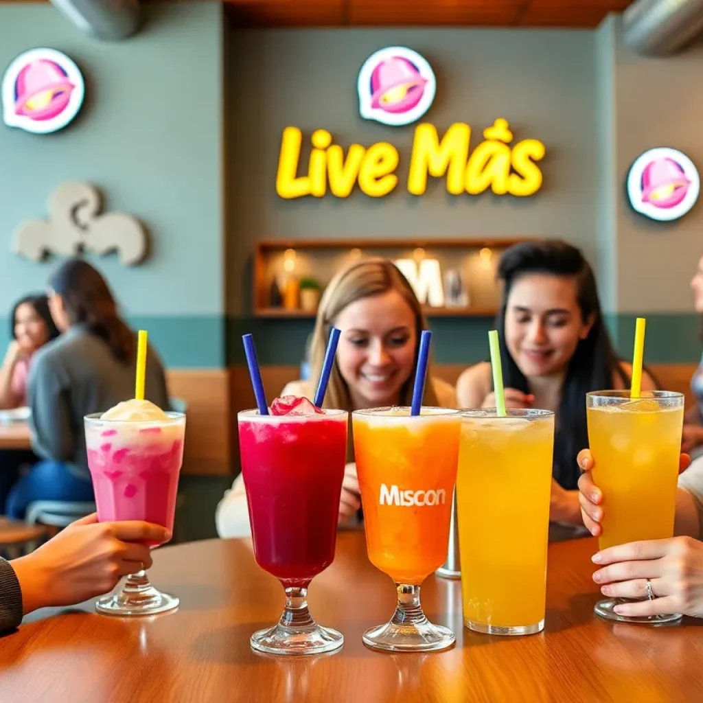 Colorful beverages at Taco Bell Live Más Café
