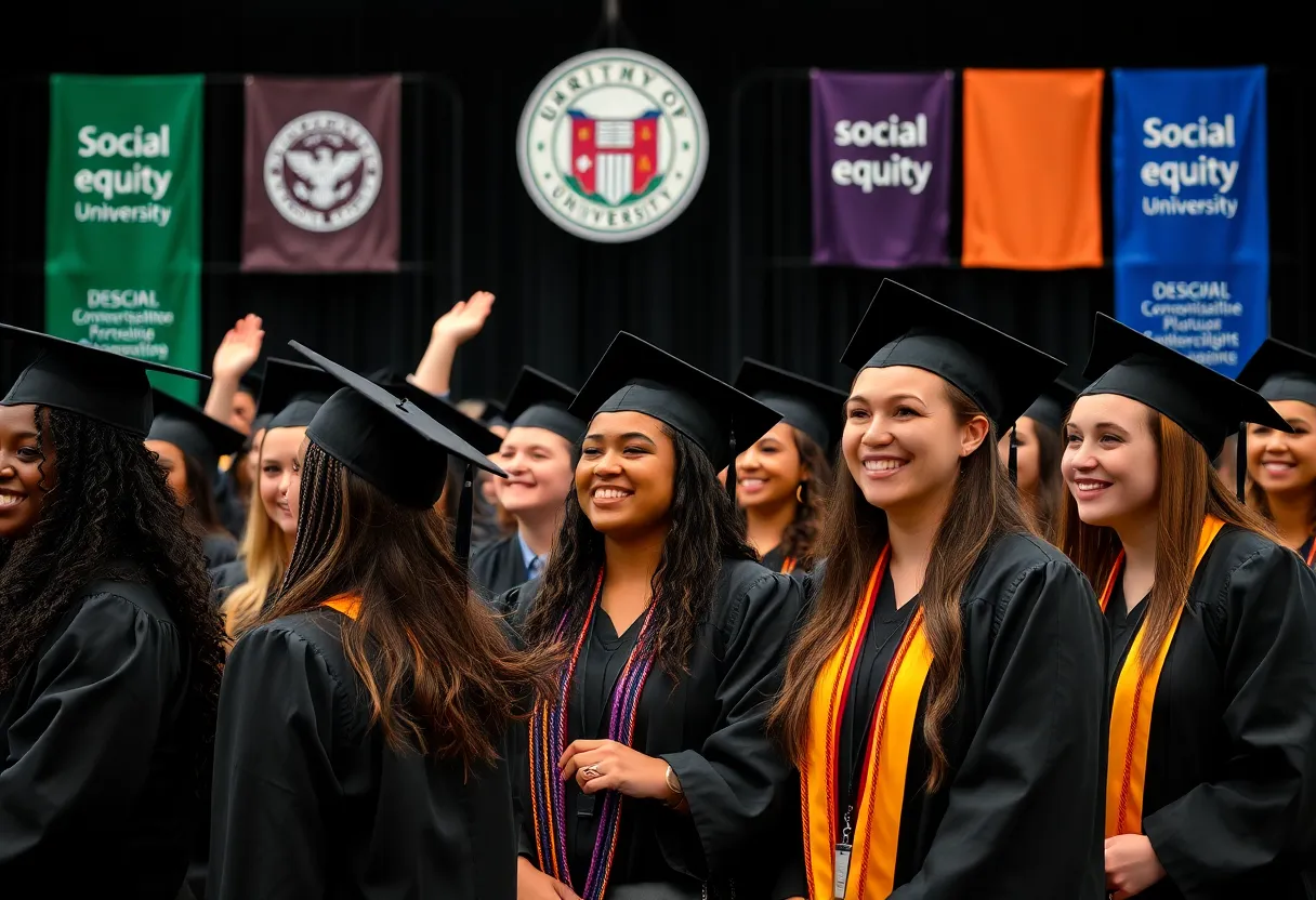 UC Irvine graduates in caps and gowns at commencement ceremony