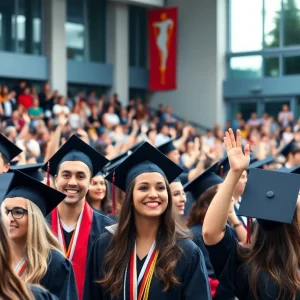 Graduation ceremony at UC Irvine with diverse students