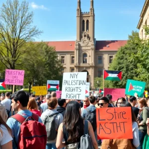 Students protesting for Palestinian rights at UC Irvine