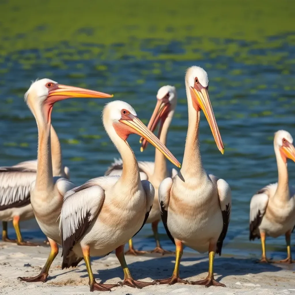 Brown pelicans suffering from domoic acid poisoning on a Huntington Beach shoreline