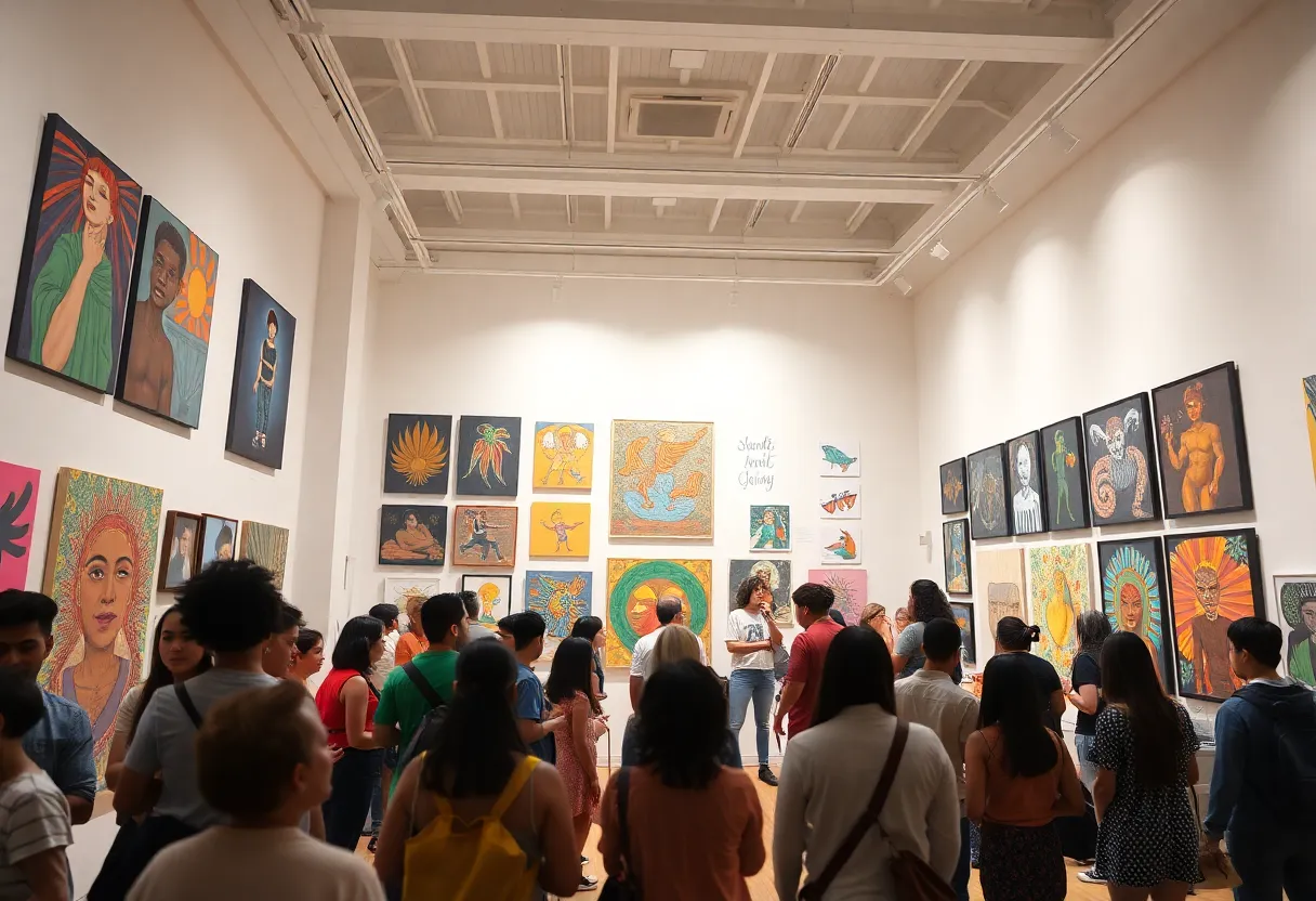 A lively block party at the Orange County Museum of Art featuring youth art and performances.
