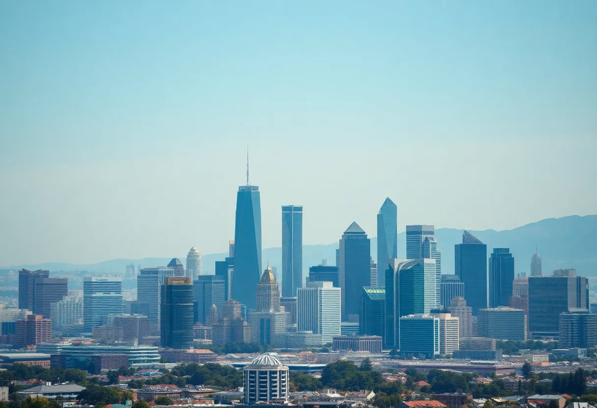 Conceptual image showing business relocation from California to other states.