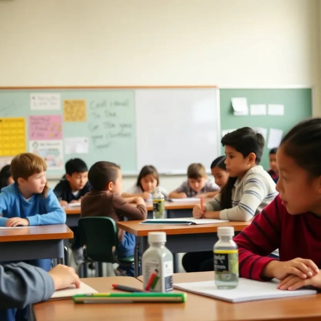 Students engaged in various learning activities in a charter school setting.