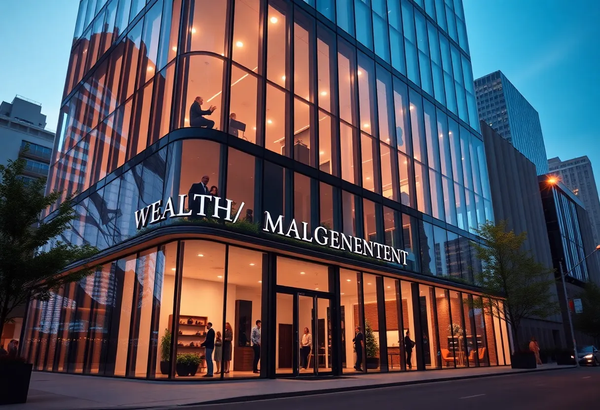 Modern headquarters of Composition Wealth in a city setting