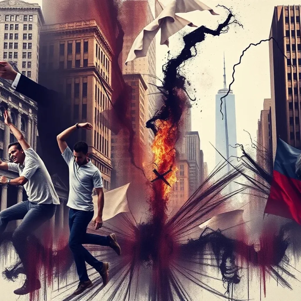 Abstract representation of corruption and legal challenges in the city