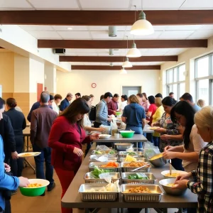 Volunteers serving meals at Someone Cares Soup Kitchen in Costa Mesa