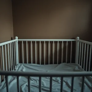 Post A Job In Costa Mesa Ca An empty crib in a dimly lit room representing neglect