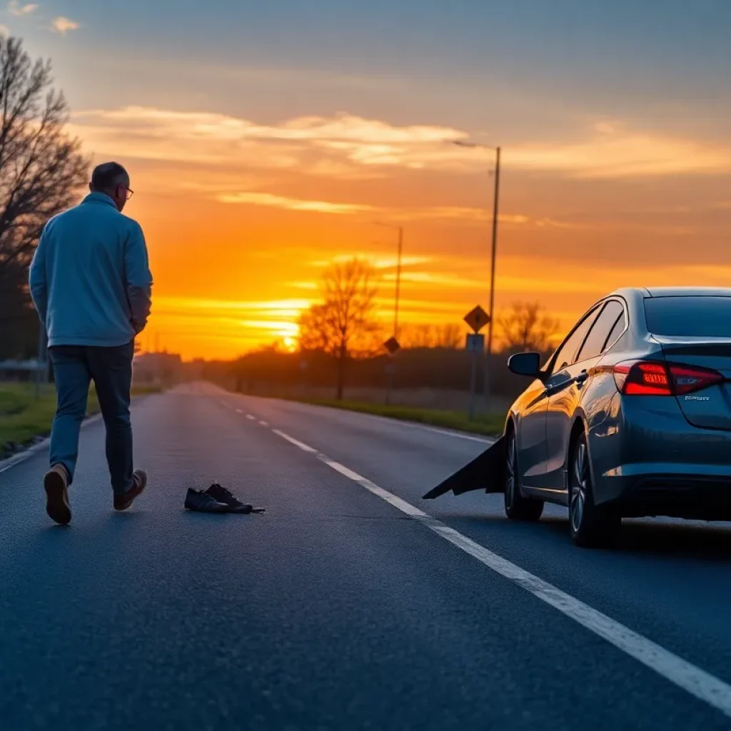 Accident scene on a roadway highlighting road safety issues