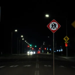 Sponsored Articles - Be The Costa Mesa Ca Expert - Ai Marketing Illustration of pedestrian safety measures in Huntington Beach at night