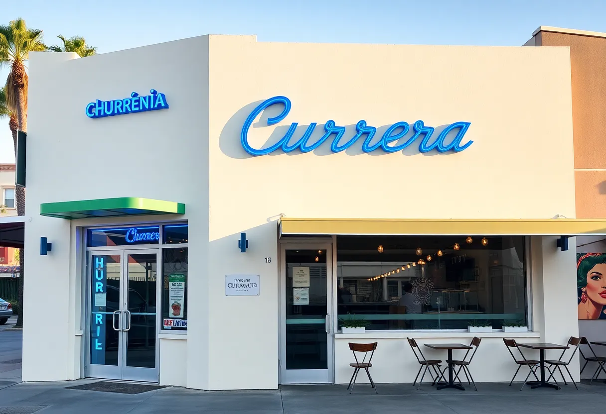 El Moro churrería at Echo Park with outdoor seating and colorful design