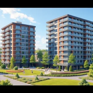 Conceptual image of a housing development in Fountain Valley