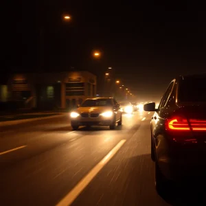 An empty street with blur effect, depicting high-speed racing