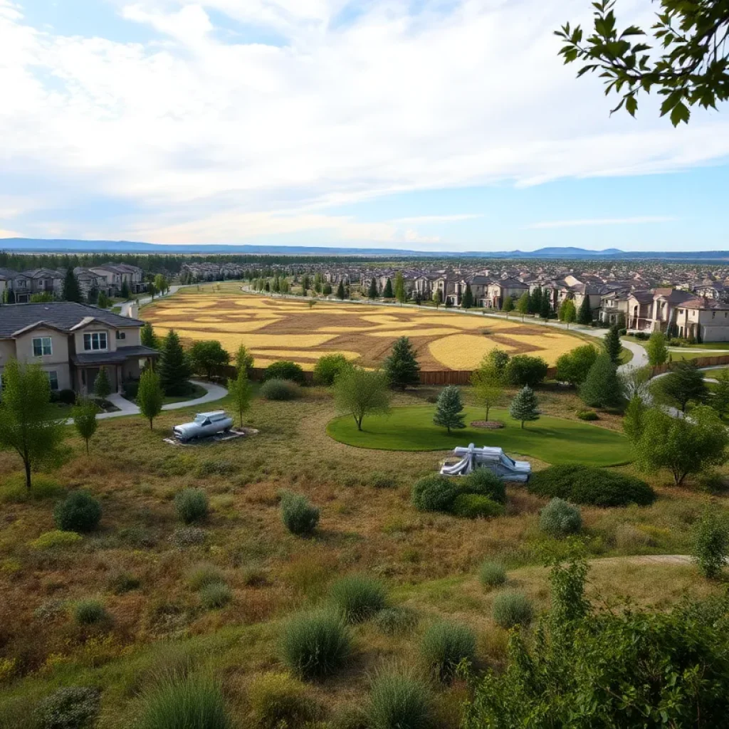 Conceptual view of the Irvine Gateway Preserve with trails and townhomes.