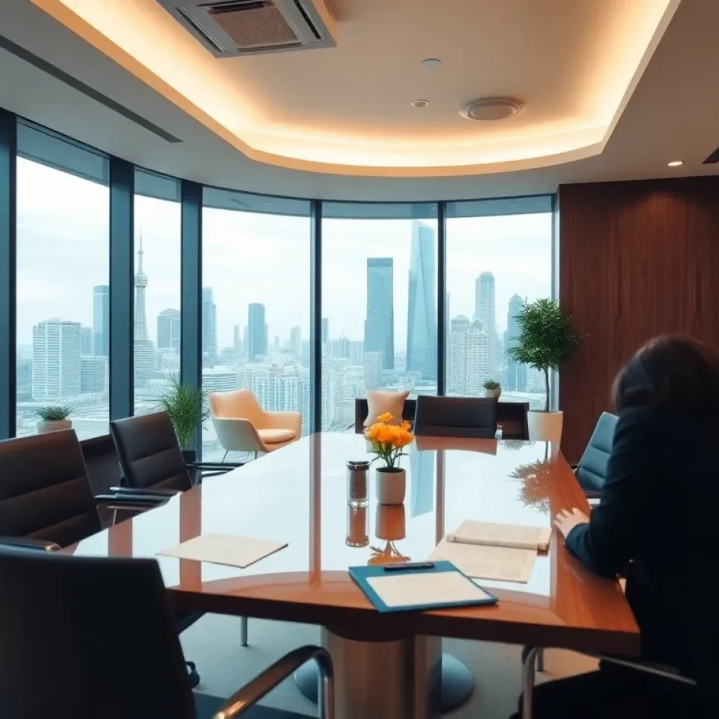 Interior of J.P. Morgan Private Bank with financial advisory setup