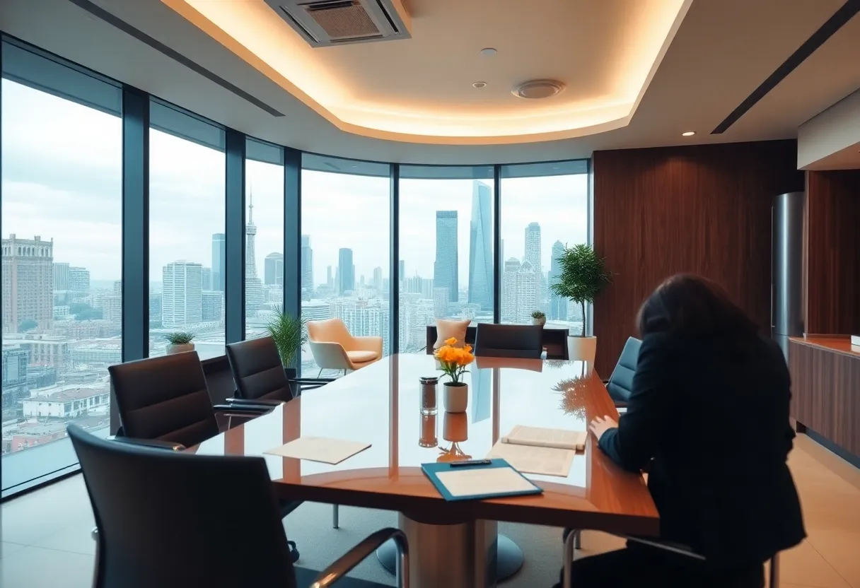 Interior of J.P. Morgan Private Bank with financial advisory setup