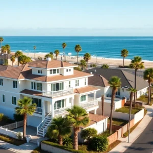 Three-story new homes on Pacific Coast Highway, Huntington Beach