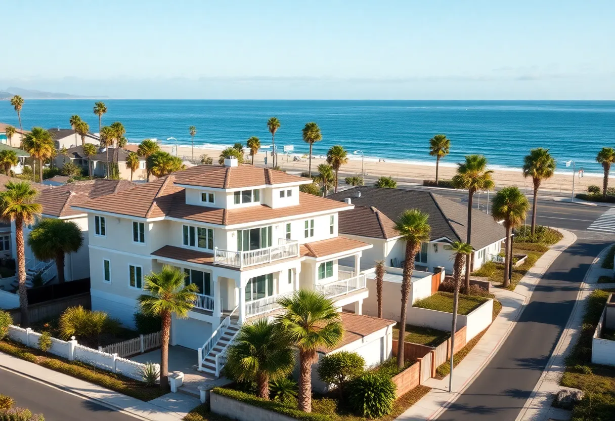 Three-story new homes on Pacific Coast Highway, Huntington Beach