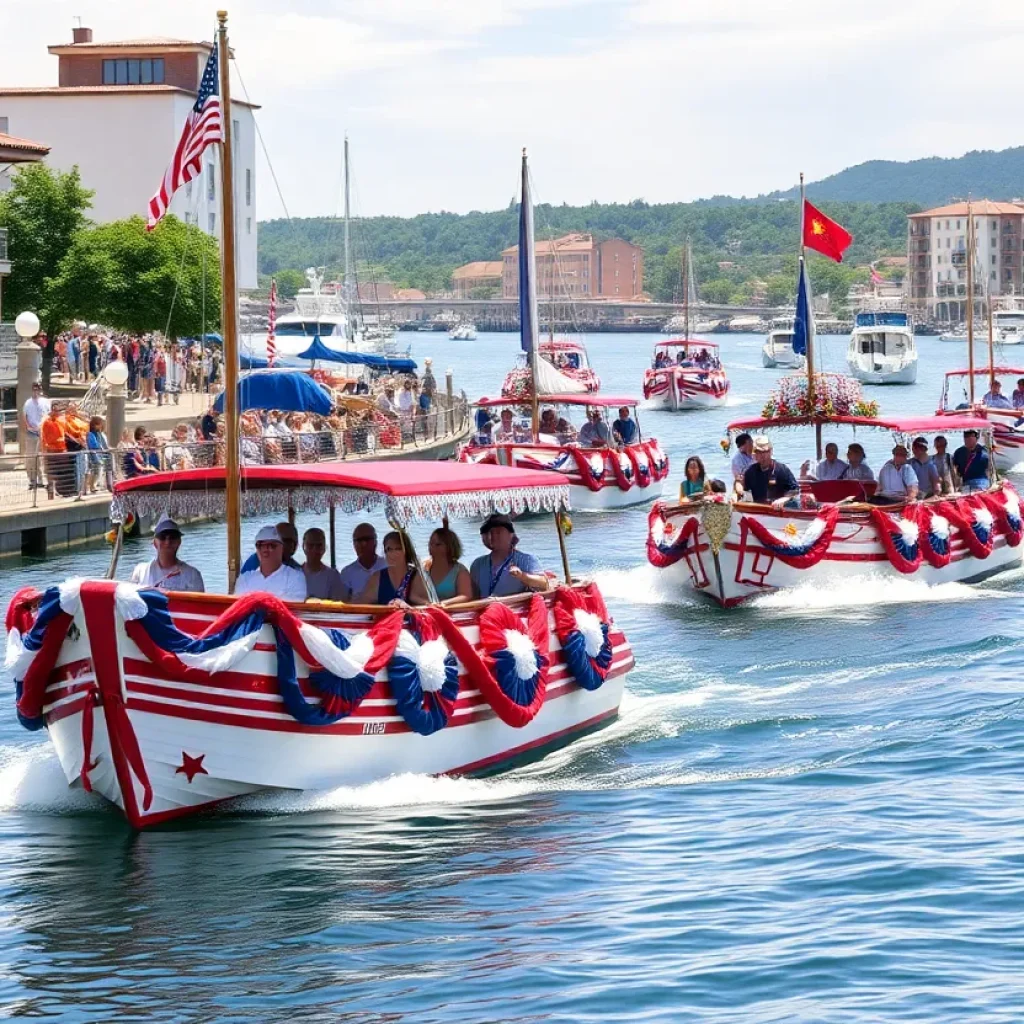 Vessels decorated for the Newport Beach Boat Parade