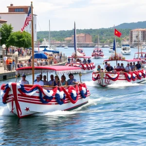 Vessels decorated for the Newport Beach Boat Parade