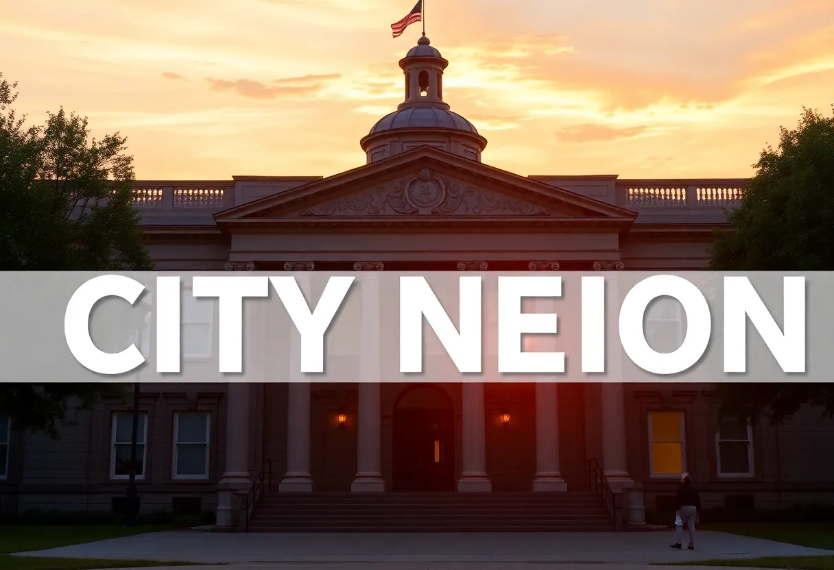 An image of Newport Beach City Hall at sunset