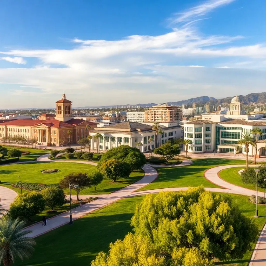 Scenic view of Newport Beach highlighting government buildings and parks