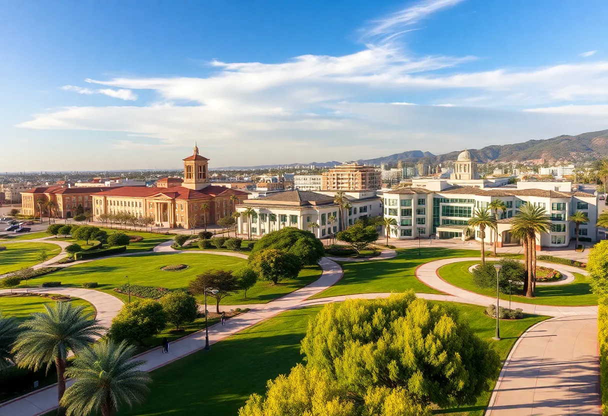 Scenic view of Newport Beach highlighting government buildings and parks