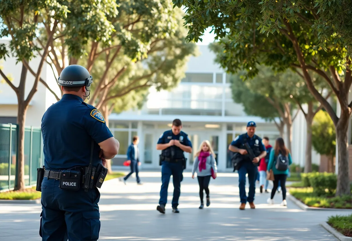 School resource officer at Newport Beach campus ensuring student safety