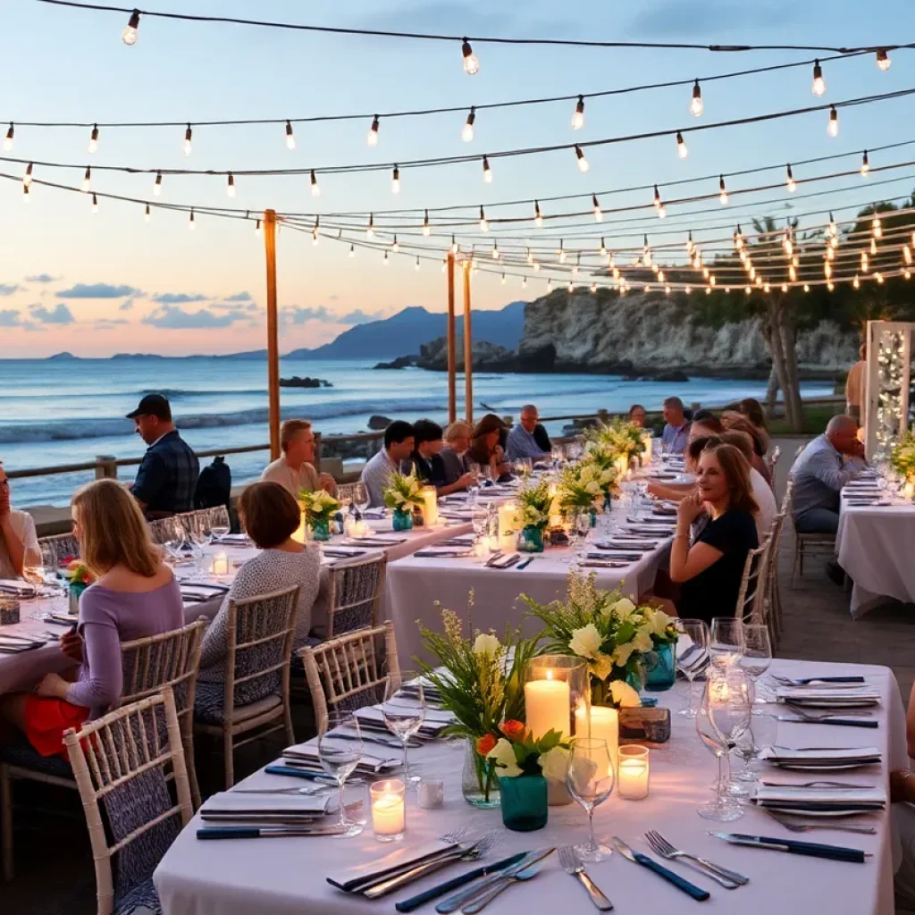 Guests enjoying the Oceana SeaChange Summer Party in a seaside setting