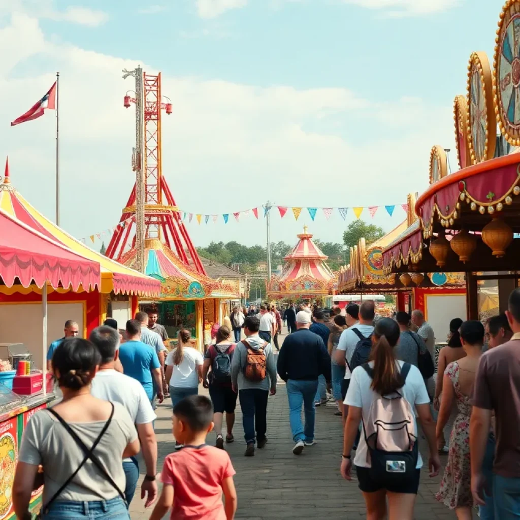 Families enjoying the rides and attractions at the Orange County Fair in Costa Mesa.