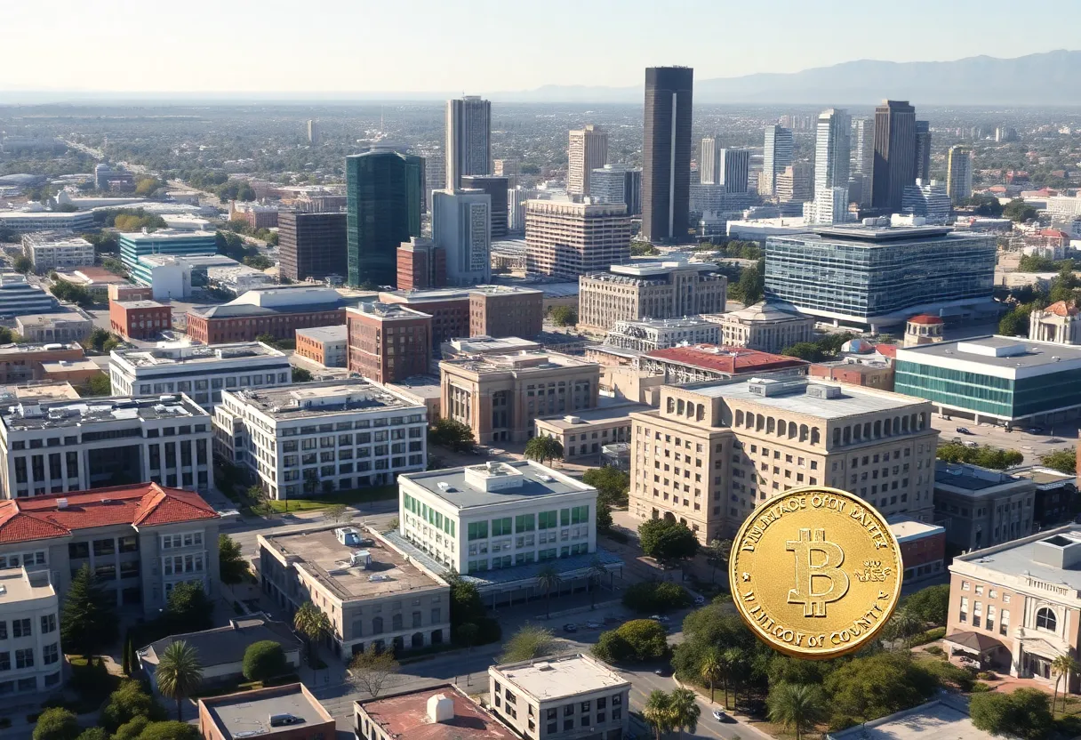 Cityscape of Orange County depicting financial challenges related to pensions.