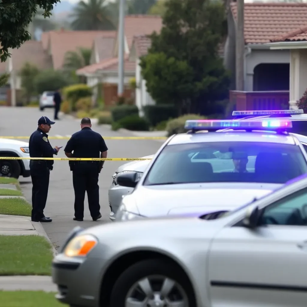 Police officers investigating a theft in Orange County