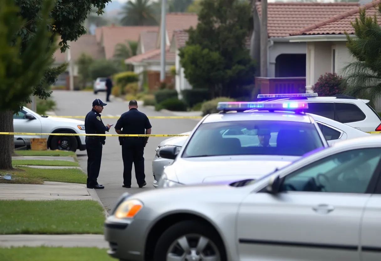 Police officers investigating a theft in Orange County