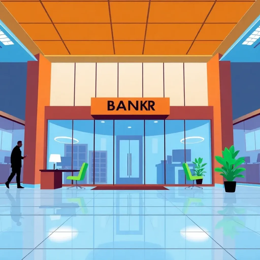 Interior view of Pacific Premier Bank office displaying a modern financial environment