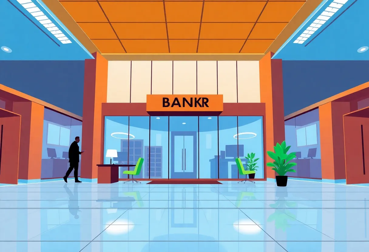 Interior view of Pacific Premier Bank office displaying a modern financial environment