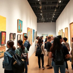 Art exhibition featuring contemporary and historical works showcasing youth themes.