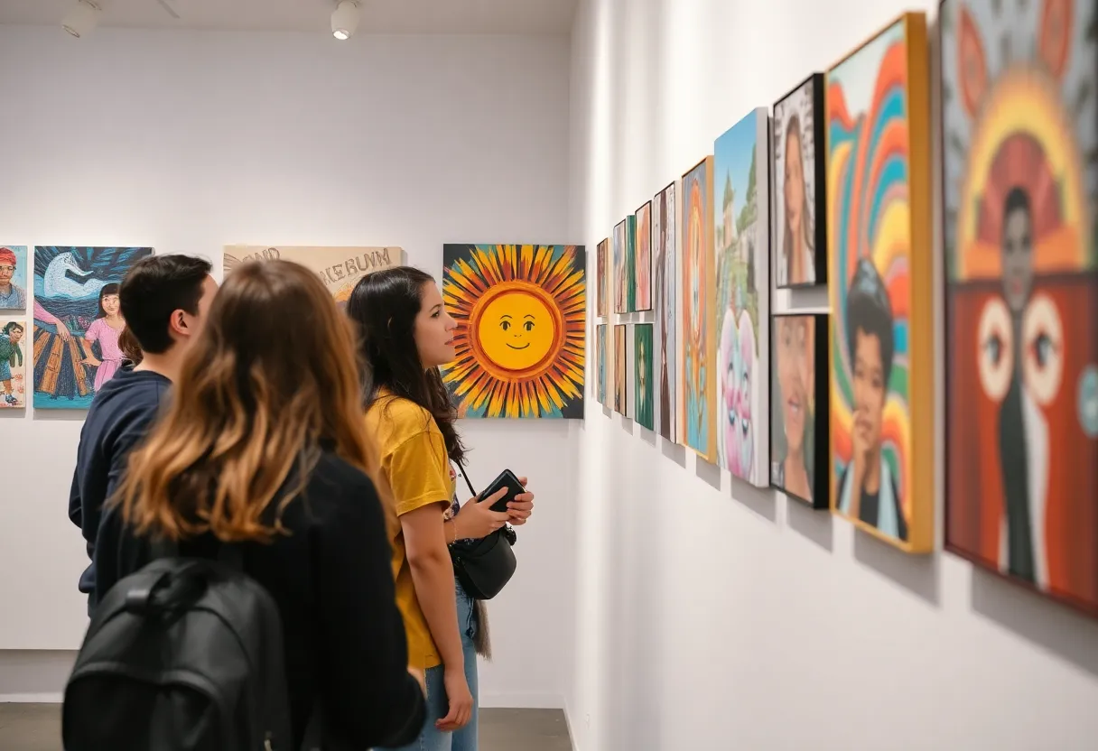 Youth art exhibition showcasing diverse mediums and themes