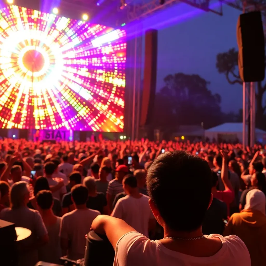Crowd enjoying the Psychedelic Furs performance at the Orange County Fair.