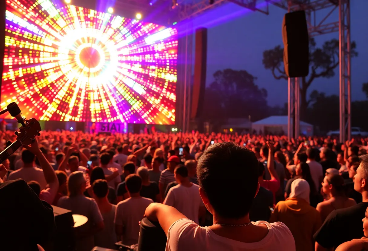 Crowd enjoying the Psychedelic Furs performance at the Orange County Fair.