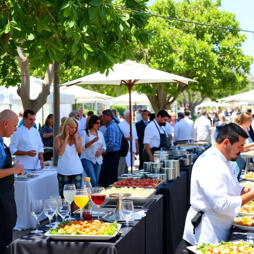 Guests enjoying gourmet food and drinks at the Newport Beach Relish event.