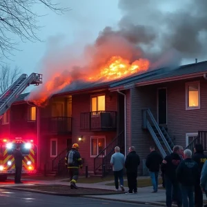 Firefighters responding to a fire in Santa Ana apartments