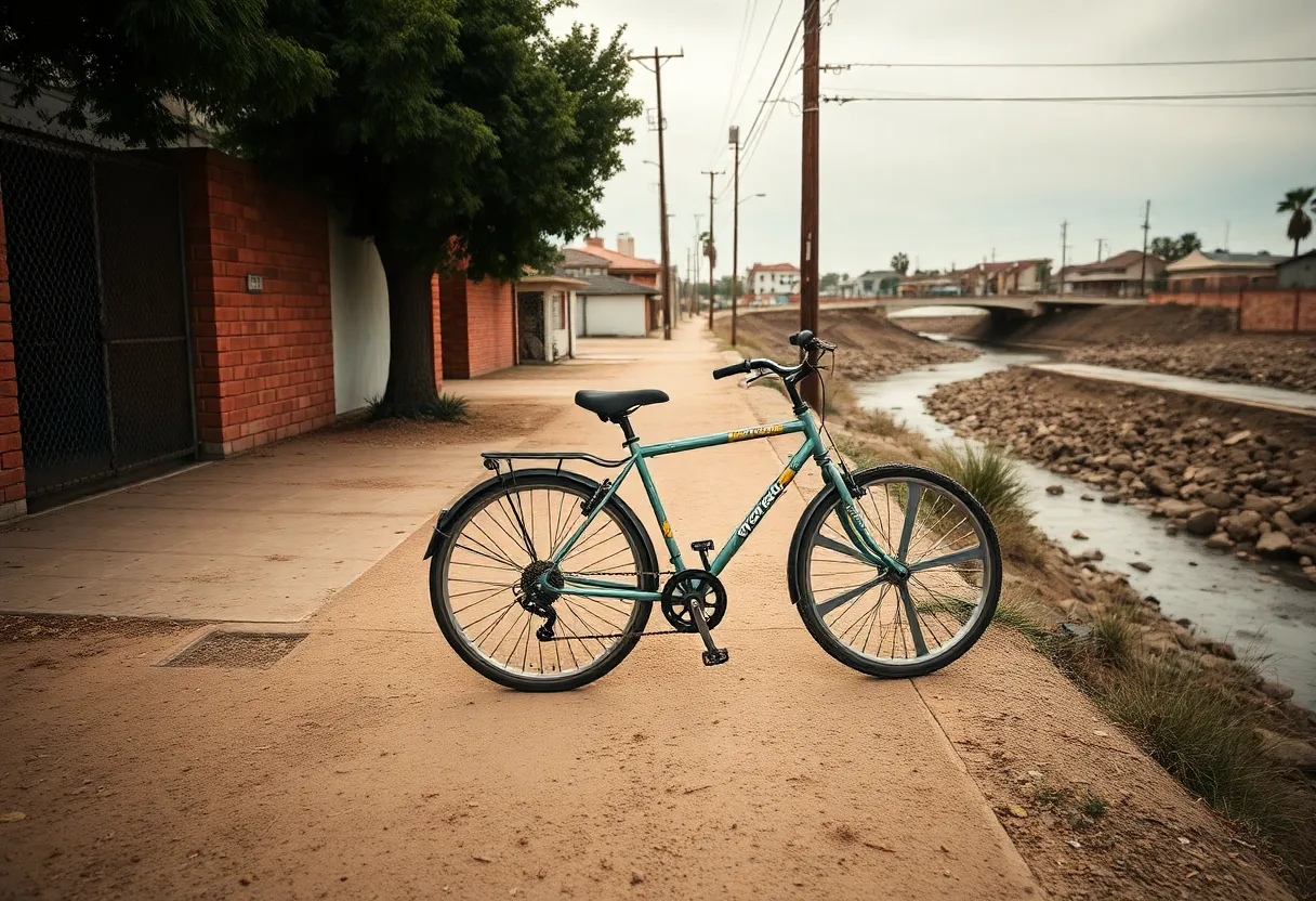 Bicycle on a dirt path symbolizing a violent crime scene in Santa Ana.